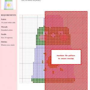 Image of a cross stitch pattern depicting a cute, kawaii-style sunscreen tube with a smiling face and a sun design.