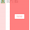Cross stitch pattern depicting a teal shopping bag with a yellow percentage symbol discount seal. Perfect for crafting projects.