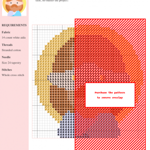 Cross stitch pattern featuring a stylized depiction of Jesus, characterized by warm earth tones and a gentle expression.