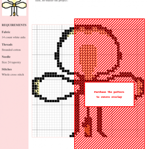 Cross stitch pattern featuring a stylized yellow lily flower with intricate details, perfect for crafting projects.