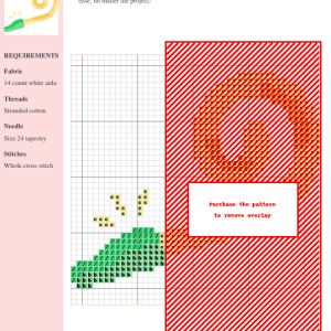 Cross stitch pattern of a cheerful party whistle in yellow and green, perfect for adding a celebratory touch to your projects.