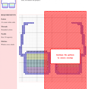 Image of a cross-stitch pattern depicting a pair of square sunglasses with a pastel color gradient.