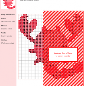 Image of a charming red scorpion cross stitch pattern. Perfect for beginner to intermediate stitchers.
