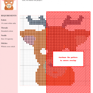 Image of a charming deer cross stitch pattern design featuring brown, pink, and grey colors. Perfect for beginners.