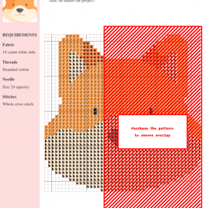 Cross stitch pattern featuring a charming Akita Inu dog design. The pattern showcases an orange and white Akita with simple, friendly features.