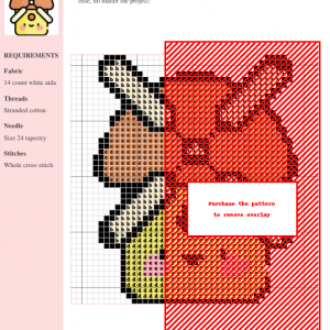 Image of a charming windmill cross stitch pattern featuring a cute, cartoonish windmill in warm yellow and brown tones.