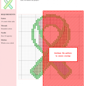 Image of a cross-stitch pattern depicting a pastel-colored ribbon, ideal for beginners.
