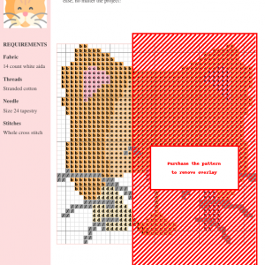 Cross stitch pattern featuring a charming, orange Persian cat with closed eyes and a sweet expression. The design is simple and perfect for beginners.