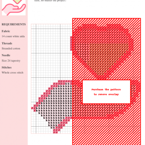 Image of a cross-stitch pattern depicting a pink hand gently cradling a pastel-colored heart. This is a downloadable PDF pattern.