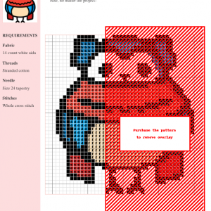 Cross stitch pattern featuring a charming owl wearing a red scarf, perfect for winter-themed projects.
