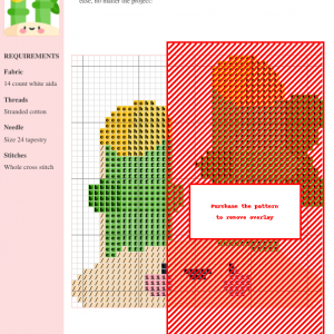 Image of a charming cross stitch pattern depicting two stylized bamboo stalks with a smiling face at the base. The design features green and yellow tones on a beige background.