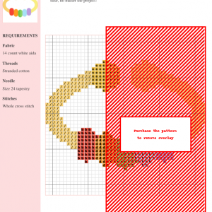 Image of a cross-stitch pattern for a bracelet featuring a rainbow of colors on a pale yellow band.