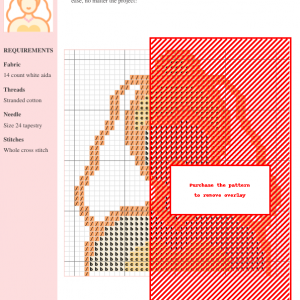 Image of a charming bride cross stitch pattern featuring a woman in a wedding dress with blonde hair in an updo, a simple necklace, and a gentle smile.