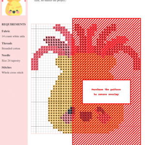 Cross stitch pattern featuring a cute, cartoonish sea anemone with pink tentacles and a yellow body.