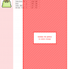 Image of a cross stitch pattern depicting a light green gift bag tied with a yellow bow.
