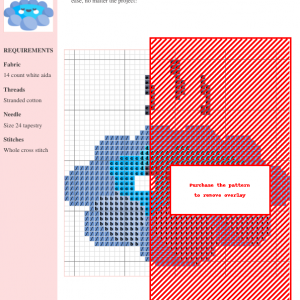 Cross stitch pattern of a cute, cartoon hot spring with smiling face surrounded by stones, emitting steam.