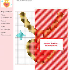 Cross stitch pattern depicting a cute heart-shaped pendant necklace with a gold chain, perfect for jewelry making.