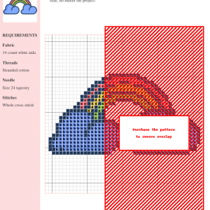 Image of a charming cross stitch pattern featuring a rainbow arcing over fluffy clouds. Perfect for beginners and experienced stitchers.