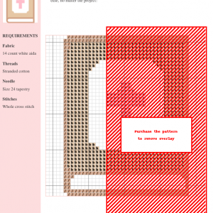 Image of a cross-stitch pattern depicting a tan-colored bible with a pink cross on its cover.