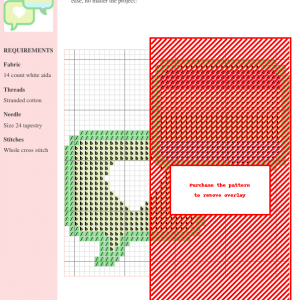 Image of a cross-stitch pattern featuring two pastel-colored speech bubbles; one contains a white heart, representing a conversation or connection.