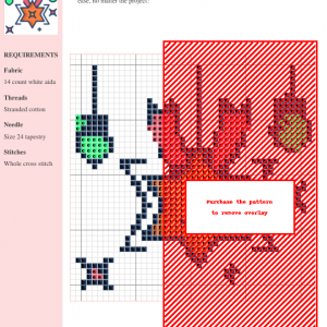 Image of a charming cross-stitch pattern featuring a star-shaped ornament with ribbons and hanging baubles, perfect for holiday crafting.