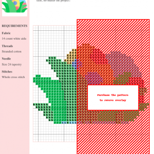 Image of an Easter egg cross stitch pattern featuring three colorful eggs nestled in green grass.