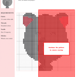 Image of a charming cross-stitch pattern featuring a simplified tapir design with grey and pink accents. The tapir has a smiling face.