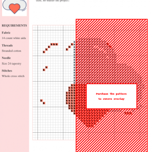 Cross stitch pattern design featuring a heart nestled within a cloud, symbolizing love and romance. Perfect for Valentine's Day or a romantic gift.