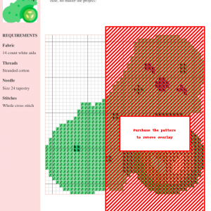 Cross stitch pattern featuring a cute, cartoon-style cucumber and a slice, perfect for beginner stitchers.