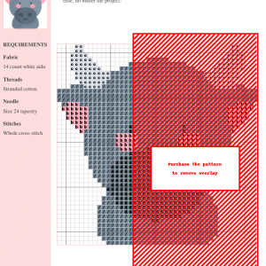 Cross stitch pattern of a charming, cartoon-style bull with gray fur, pink cheeks, and small horns.