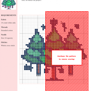 A charming cross stitch pattern featuring three stylized Christmas trees adorned with lights and stars. Perfect for holiday crafting.