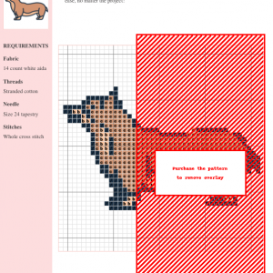 Cross stitch pattern featuring a charming corgi dog in warm brown and tan tones.