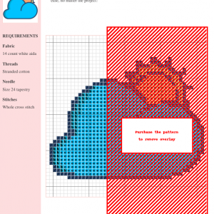 Cross stitch pattern featuring a cheerful blue cloud and a warm-toned sun, perfect for beginners and experienced stitchers.
