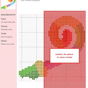 Cross stitch pattern of a colorful rainbow whistle, perfect for party decorations or festive stitching projects.