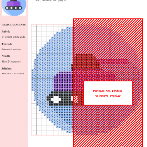 Image of a cross stitch pattern depicting a purple tank, perfect for military enthusiasts and crafting hobbyists.
