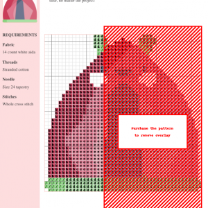 Cross stitch pattern of a charming red tent with green accents, resembling a ladybug. Perfect for beginners.