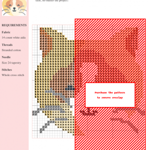 Cross stitch pattern of a cute ragdoll cat with orange and cream fur, closed eyes, and whiskers.