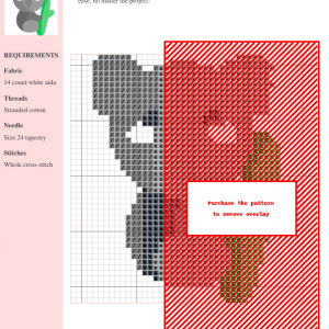 Cross stitch pattern featuring a cute koala holding a eucalyptus branch. Grey and green color scheme.