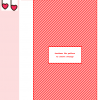 A charming cross stitch pattern design featuring two musical notes adorned with pink hearts.