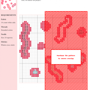 Image of a confetti cross stitch pattern featuring pastel pink, peach, yellow, and blue confetti shapes on a white background.