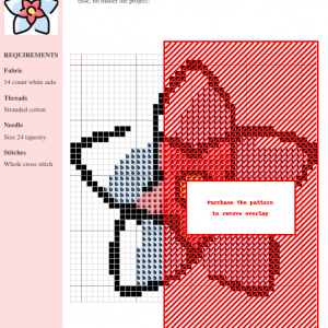 Cross stitch pattern featuring a charming hoya flower with light blue petals and a red center. Perfect for beginners and experienced stitchers.