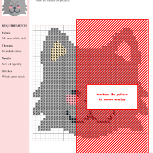 Image of a charming Nebelung cat cross stitch pattern featuring a gray cat with pink cheeks and closed eyes.