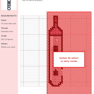 Cross stitch pattern depicting a positive pregnancy test, featuring a pink and white color scheme. Perfect for announcing a pregnancy.