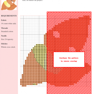 Image of a sweet potato cross stitch pattern featuring a cute, cartoonish sweet potato design in orange and yellow.