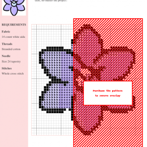 Image of a freesia cross stitch pattern featuring a stylized lavender flower with a simple, charming design.