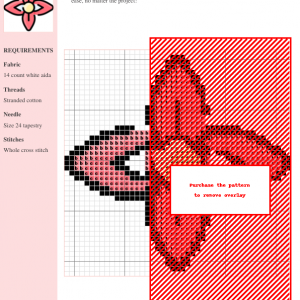 A charming cross stitch pattern depicting a stylized hoya flower in shades of coral pink and pale yellow.