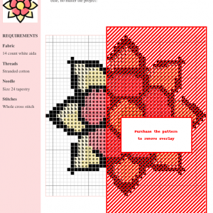 Image of a charming cross stitch pattern featuring a stylized daffodil in shades of yellow and pink.