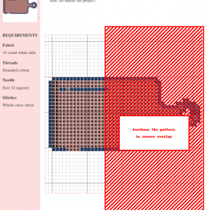 Cross stitch pattern design depicting a rustic wooden chopping board with a handle.