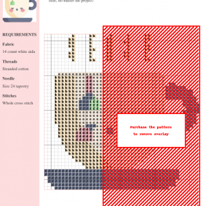 Cross stitch pattern featuring a cute, sleepy teacup with a tea bag, perfect for beginner to intermediate stitchers.
