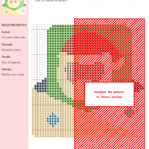 Cross stitch pattern featuring a charming illustration of Santa Claus's face peeking from a letter envelope. The design incorporates Christmas colors.